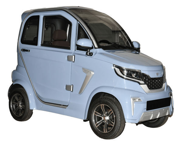 MOVE Vigorous 8 E-Kabinenroller, 45 km/h 4-rädrig, rundes Lenkrad, Licht Blau metallic